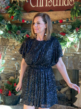 Load image into Gallery viewer, Dance the Night Away Black Sequin Dress