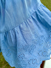 Load image into Gallery viewer, Dusty Blue Eyelet Ruffle Pants