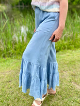 Load image into Gallery viewer, Dusty Blue Eyelet Ruffle Pants