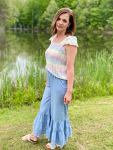Load image into Gallery viewer, Dusty Blue Eyelet Ruffle Pants