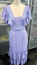 Load image into Gallery viewer, Take a Guess Blue/Pink Gingham Maxi Dress