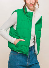 Load image into Gallery viewer, Green With Envy Reversible Sherpa Vest