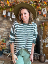 Load image into Gallery viewer, Olive Stripe Popcorn Sweater