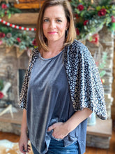 Load image into Gallery viewer, Silver Leopard Velvet Plus Top