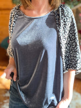 Load image into Gallery viewer, Silver Leopard Velvet Plus Top