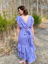 Load image into Gallery viewer, Take a Guess Blue/Pink Gingham Maxi Dress