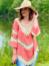 Load image into Gallery viewer, Beach Vibes Coral Crochet Top