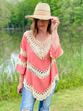 Load image into Gallery viewer, Beach Vibes Coral Crochet Top