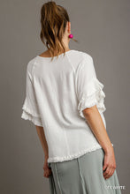 Load image into Gallery viewer, White Layered Ruffle Sleeve Top