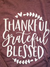 Load image into Gallery viewer, Thankful Grateful Blessed Long Sleeve T-Shirt