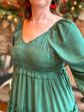 Load image into Gallery viewer, Meet Me Under the Mistletoe Emerald Dress