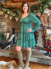 Load image into Gallery viewer, Meet Me Under the Mistletoe Emerald Dress
