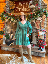 Load image into Gallery viewer, Meet Me Under the Mistletoe Emerald Dress