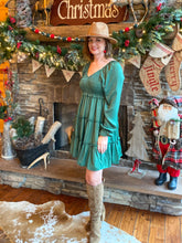 Load image into Gallery viewer, Meet Me Under the Mistletoe Emerald Dress