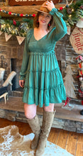 Load image into Gallery viewer, Meet Me Under the Mistletoe Emerald Dress