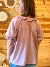 Load image into Gallery viewer, Lavender Lace Ruffle Top