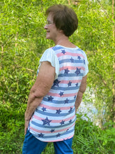 Load image into Gallery viewer, Broad Stripes and Bright Stars Ruffle Sleeve Top