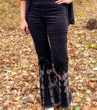 Load image into Gallery viewer, Corduroy Tie Dye Black Bell Bottoms