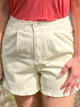 Load image into Gallery viewer, Ruffle Cream Denim Short