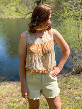 Load image into Gallery viewer, Ruffle Cream Denim Short