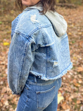 Load image into Gallery viewer, You're So Fine Cropped Hoodie Jean Jacket