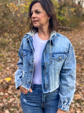 Load image into Gallery viewer, You're So Fine Cropped Hoodie Jean Jacket