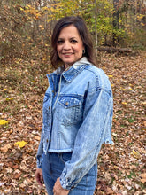 Load image into Gallery viewer, You're So Fine Cropped Hoodie Jean Jacket