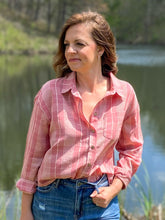 Load image into Gallery viewer, Penny Plaid Print Button Down Top