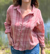 Load image into Gallery viewer, Penny Plaid Print Button Down Top