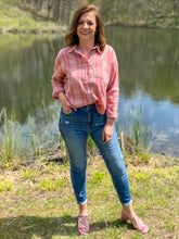 Load image into Gallery viewer, Penny Plaid Print Button Down Top