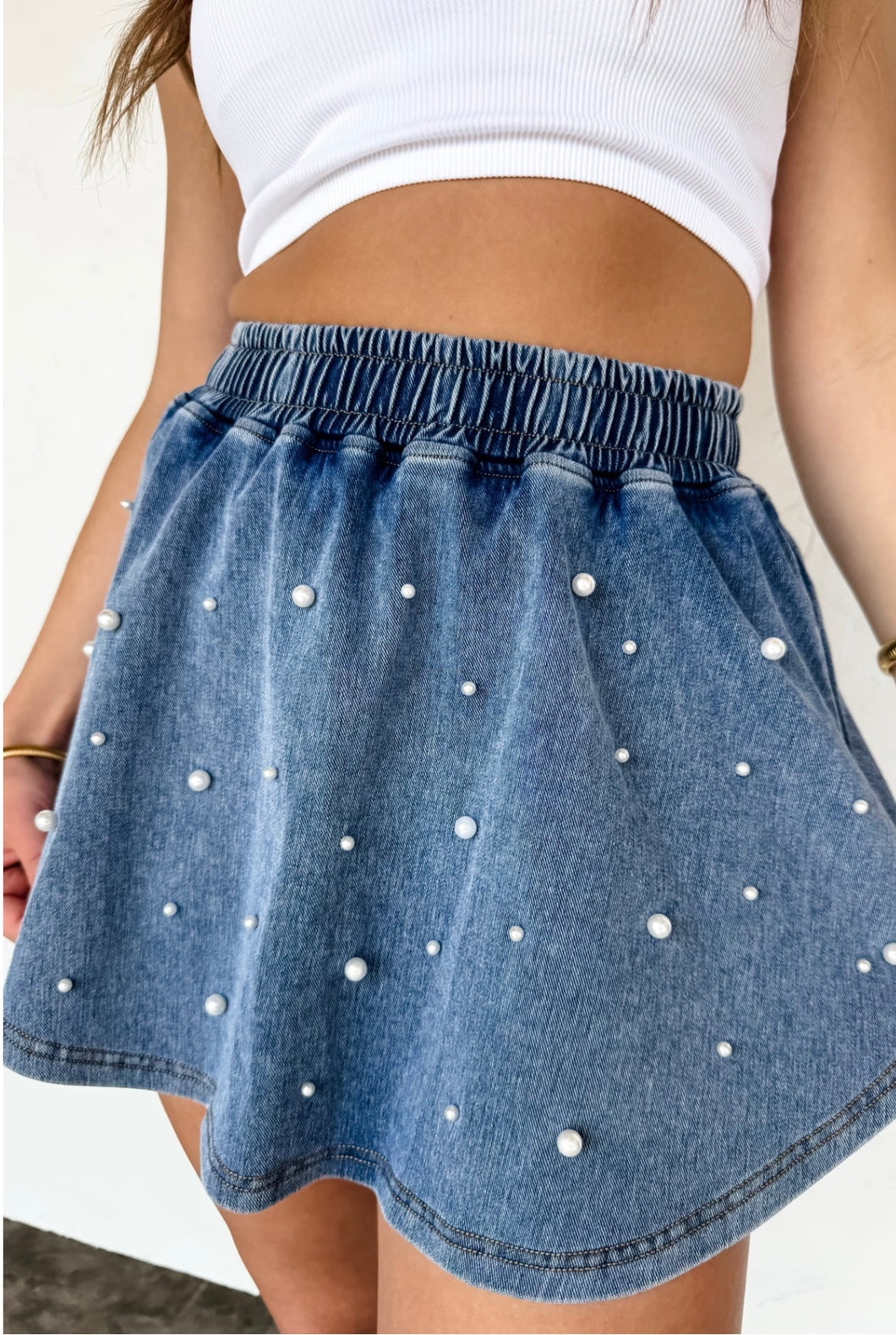 Denim and Pearls Skort