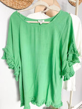 Load image into Gallery viewer, Green Layered Ruffle Sleeve Top
