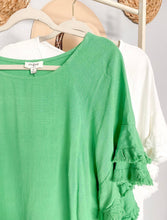 Load image into Gallery viewer, Green Layered Ruffle Sleeve Top
