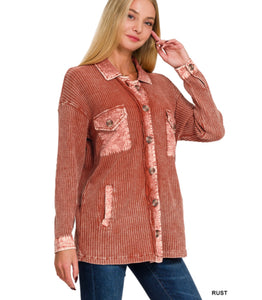 Bonfire Waffle Acid Wash Shacket