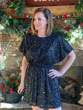 Load image into Gallery viewer, Dance the Night Away Black Sequin Dress
