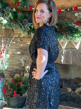 Load image into Gallery viewer, Dance the Night Away Black Sequin Dress
