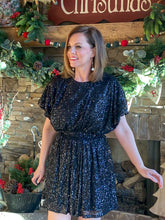 Load image into Gallery viewer, Dance the Night Away Black Sequin Dress
