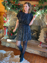 Load image into Gallery viewer, Dance the Night Away Black Sequin Dress
