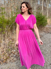 Load image into Gallery viewer, Majestic Magenta Pleated Dress

