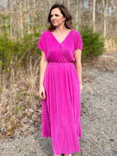 Load image into Gallery viewer, Majestic Magenta Pleated Dress
