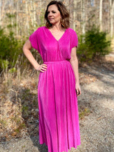 Load image into Gallery viewer, Majestic Magenta Pleated Dress

