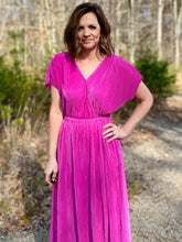 Load image into Gallery viewer, Majestic Magenta Pleated Dress

