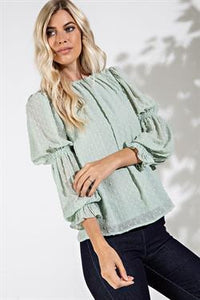 Mint Swiss Dot Glam Top
