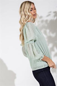 Mint Swiss Dot Glam Top