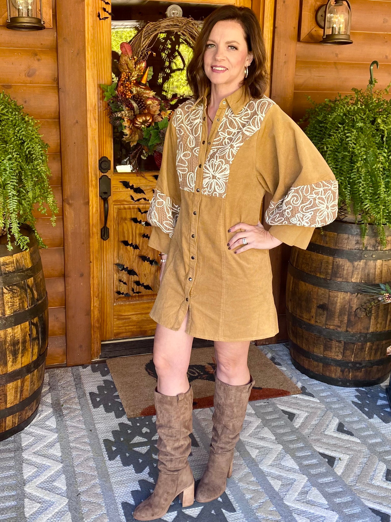 Apple Cider Corduroy Dress Wardrobe on Woods Boutique Apple Cider Corduroy Dress Wardrobe on Woods Boutique