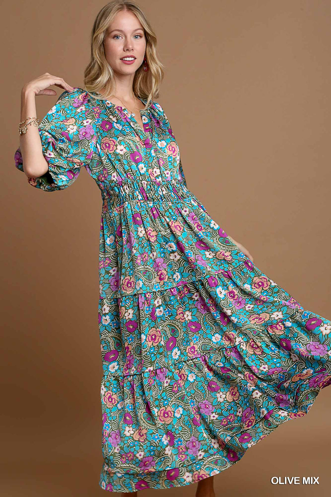 Spring Flowers Maxi Tiered Dress