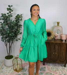 Let's Go Green Ruffle Dress