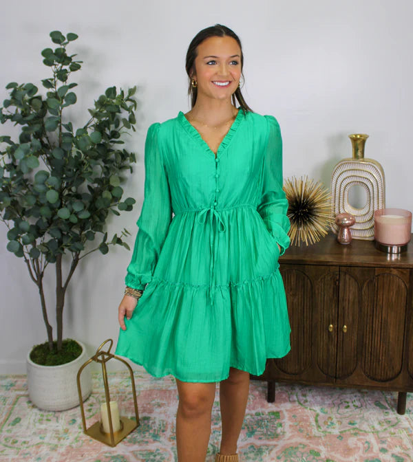 Let's Go Green Ruffle Dress