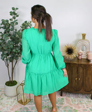 Load image into Gallery viewer, Let&#39;s Go Green Ruffle Dress
