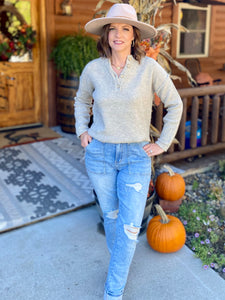 Autumn Days Are Here Again Henley Sweater